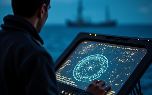 Navigation stellaire avec constellations et points célestes